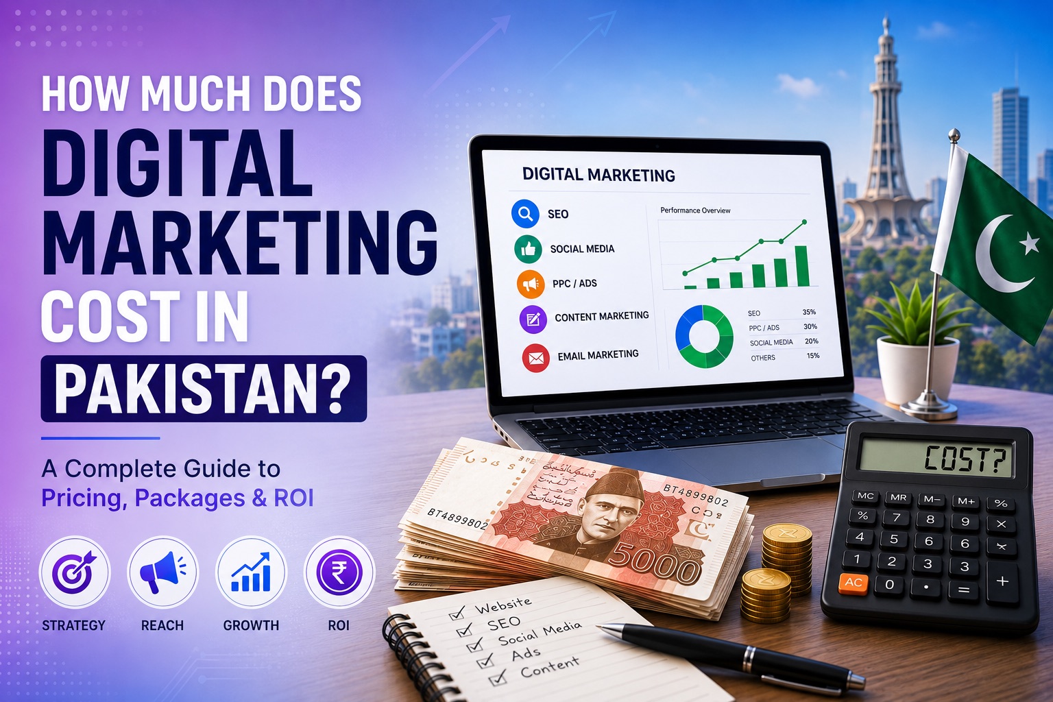 How much does digital marketing cost in Pakistan — pricing, packages and ROI guide with PKR notes and a calculator