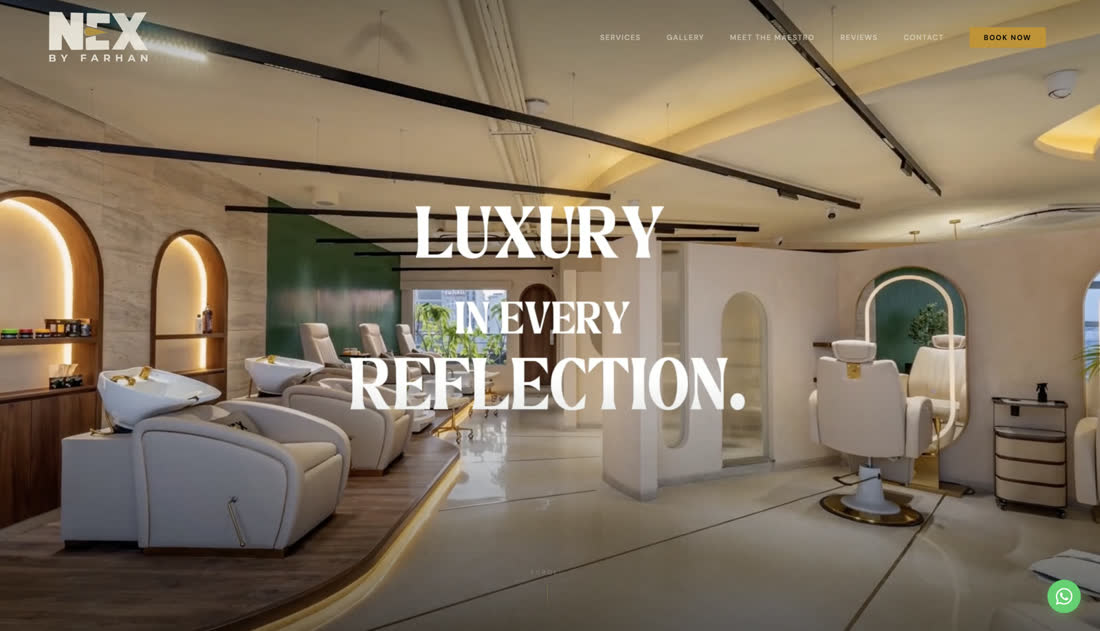 NEX by Farhan — luxury men's grooming studio website, Karachi